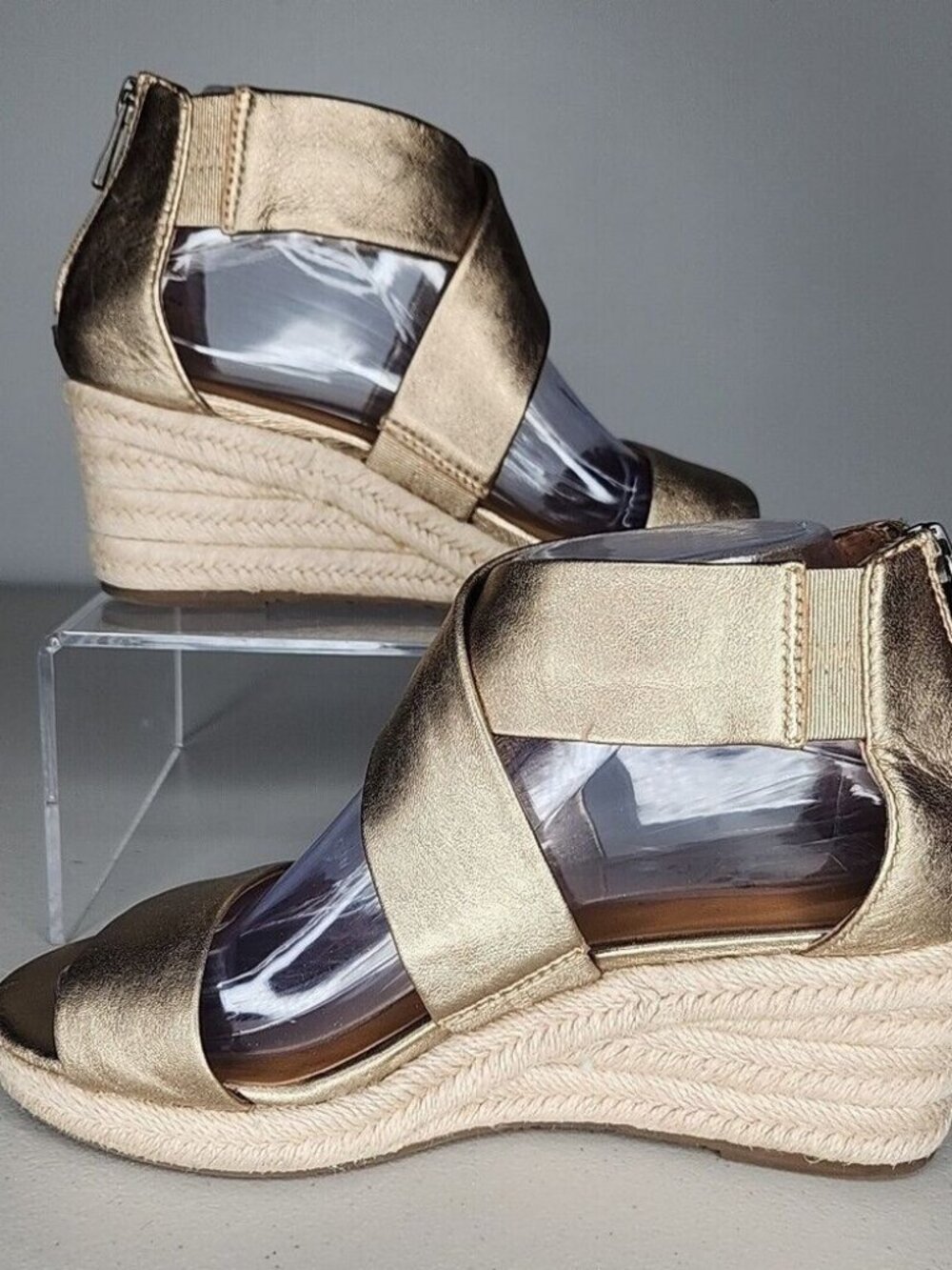 PATRICIA NASH Leather Wedge Espadrille Sandals Antique Gold 8 M US  38 EU - Picture 2 of 8